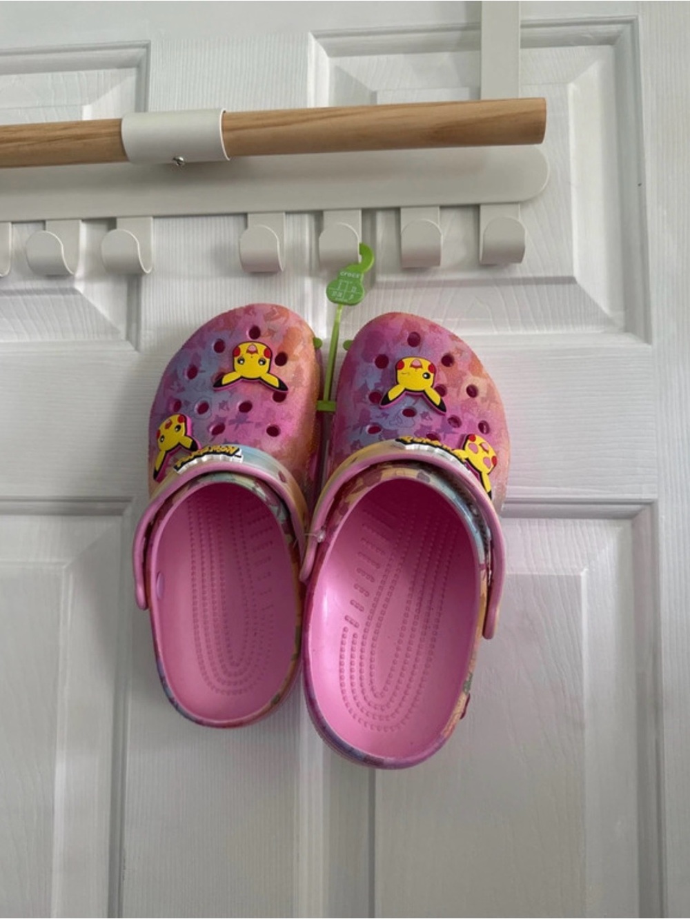 NWT Crocs Kids Pink Pikachu Slip-On Clogs size J5